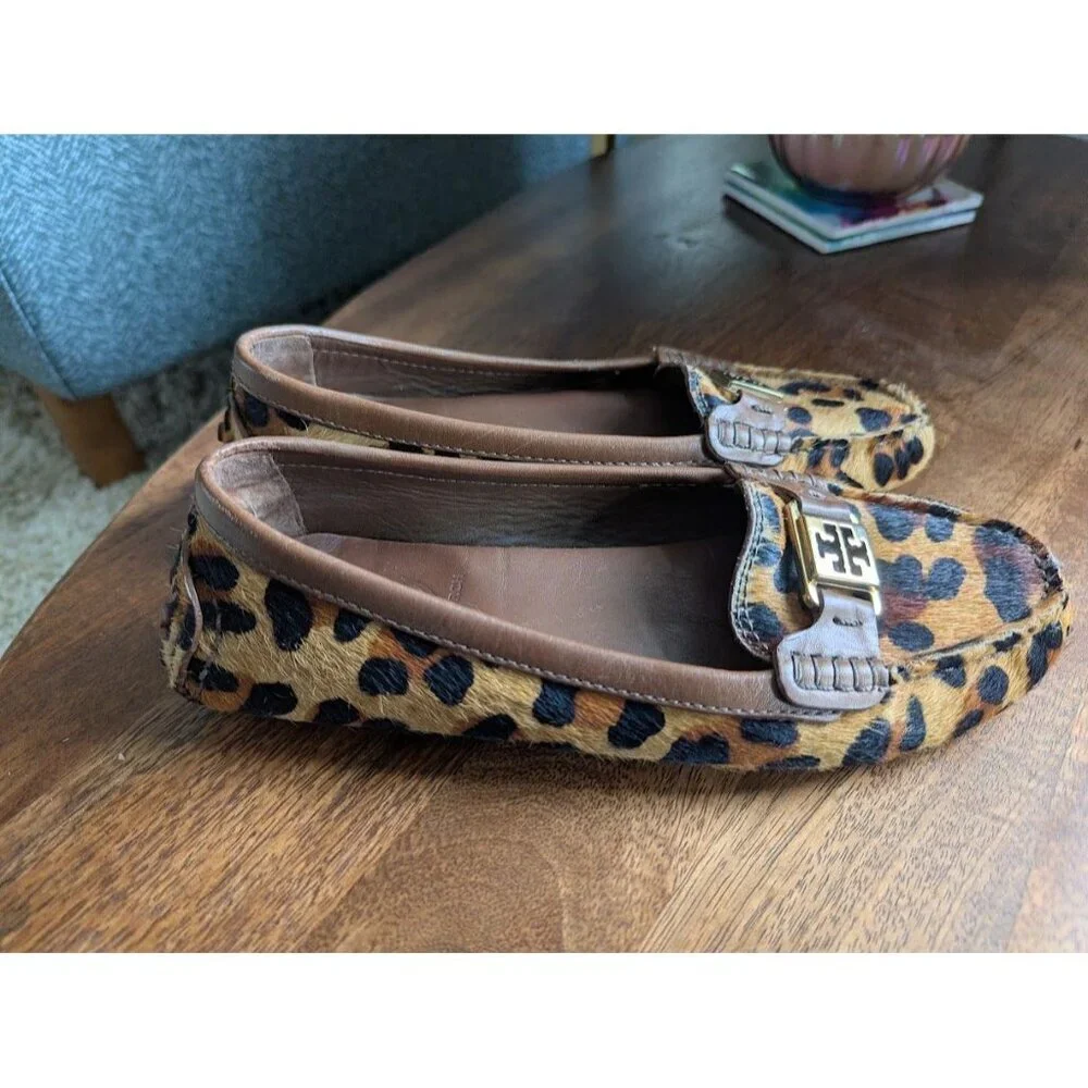 Tory Burch Shoe Leopard Calf Hair Kendrick Loafers Womens 7